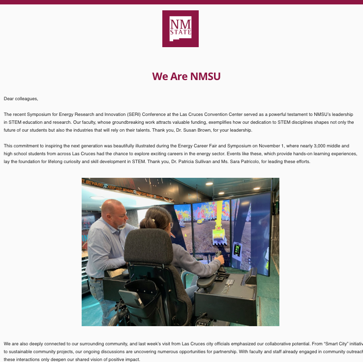 We are NMSU email communication from Dr. Reddi